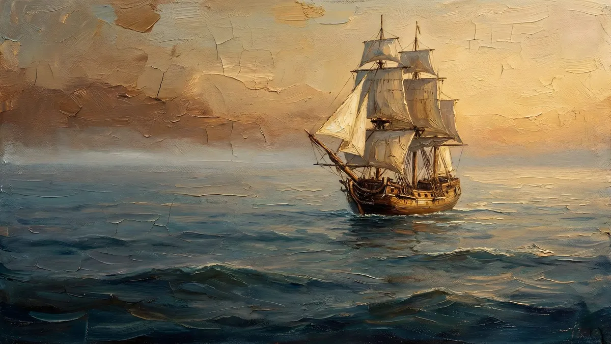 Vintage Seascape Ship shown on your frame