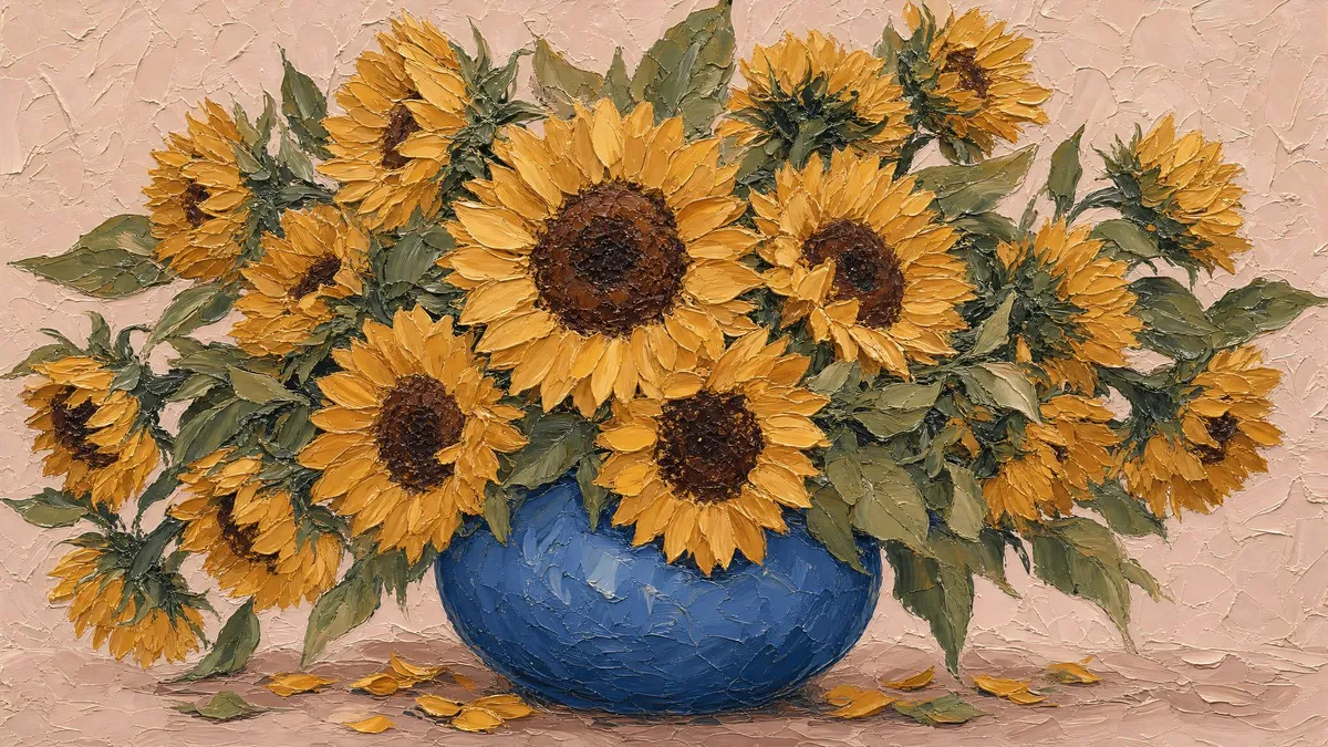 Sunflower Blue Vase shown on your frame
