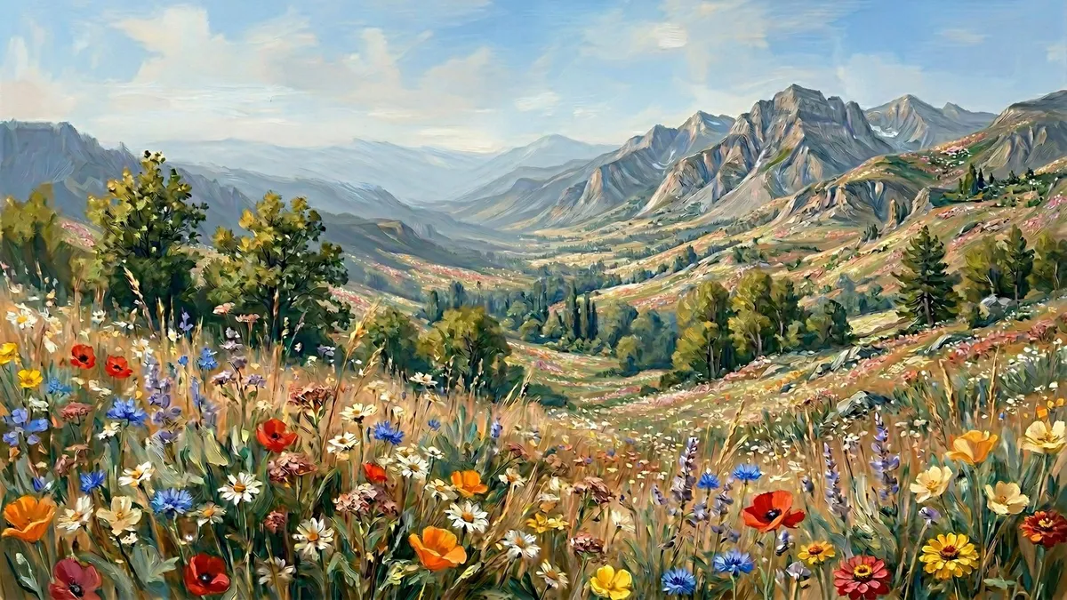 Mountain Meadow Wildflower Valley shown on your frame