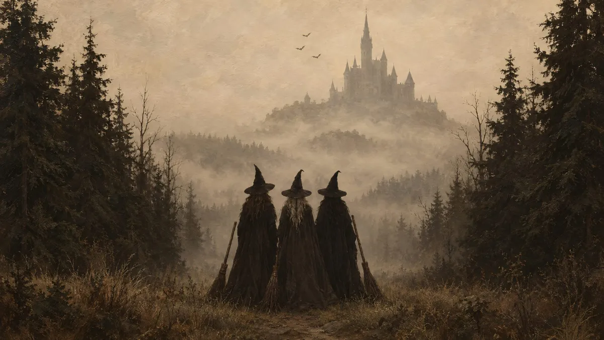 Gothic Witches Misty Castle shown on your frame