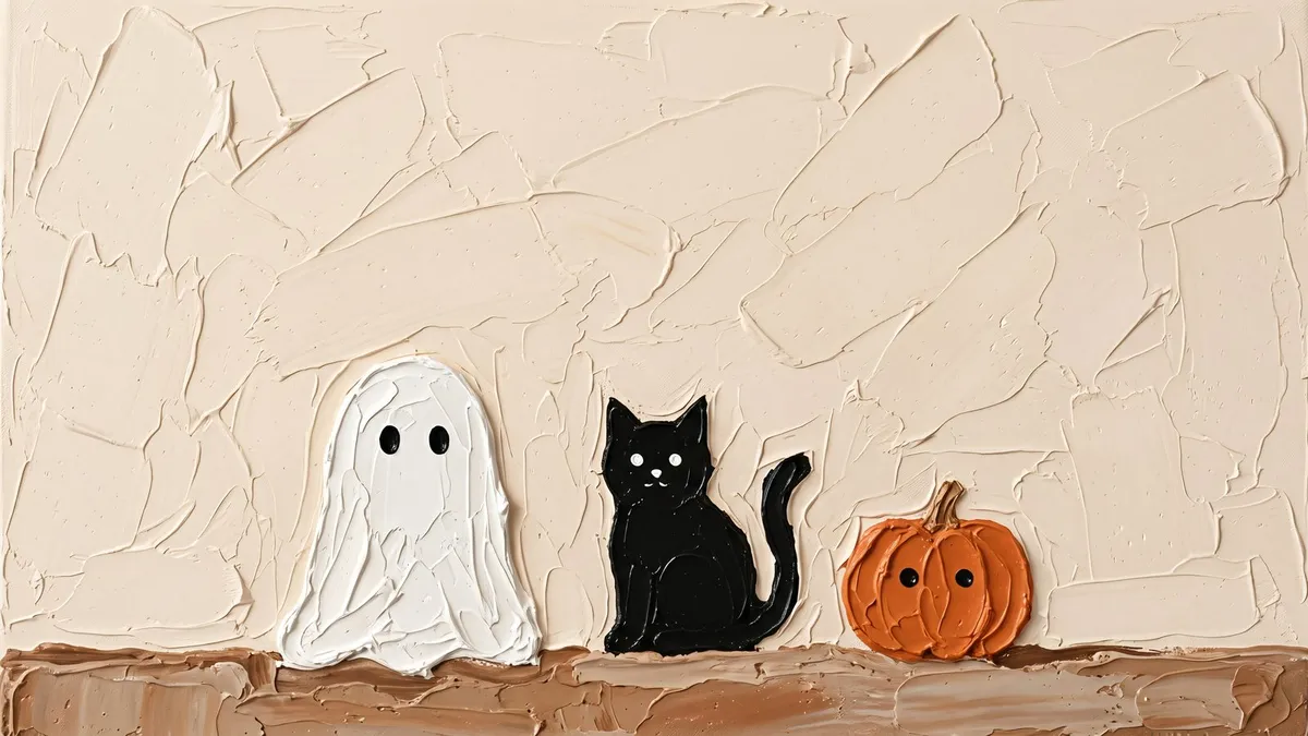 Impasto Ghost Black Cat Pumpkin shown on your frame