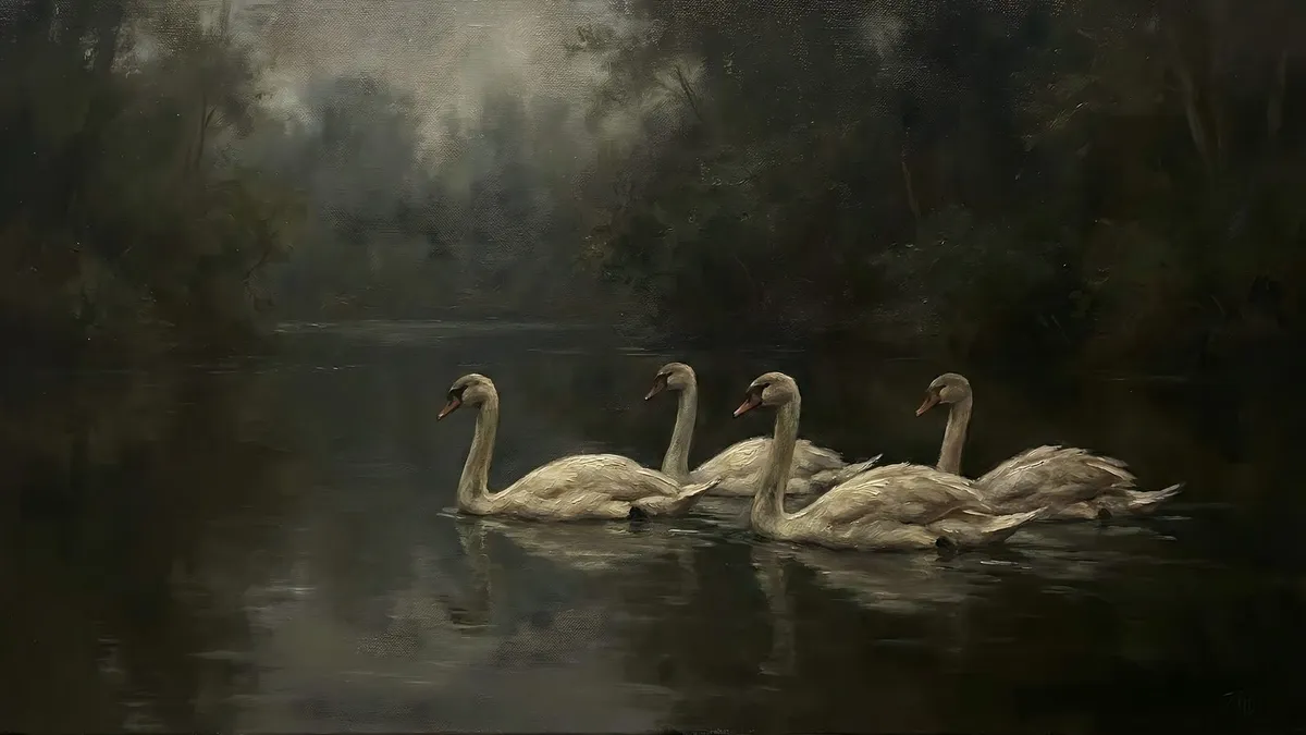 Moody Swan Lake shown on your frame