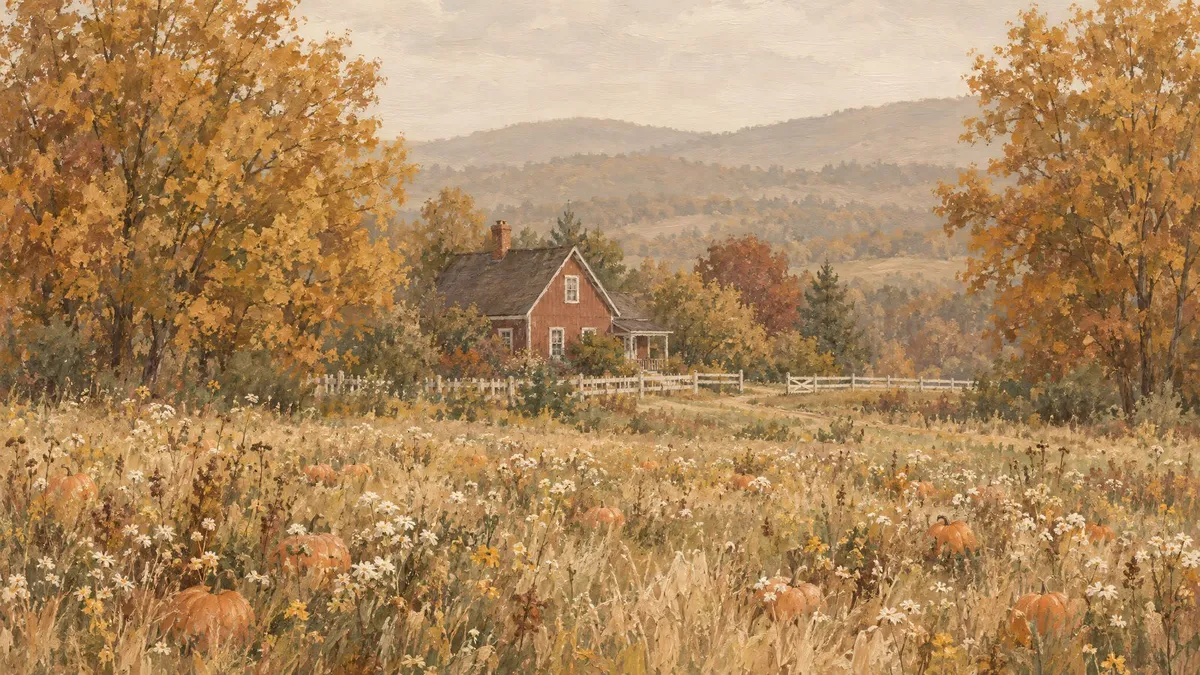 Pumpkin Patch Farmhouse 3 shown on your frame