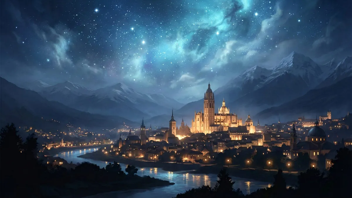Starry Night City shown on your frame