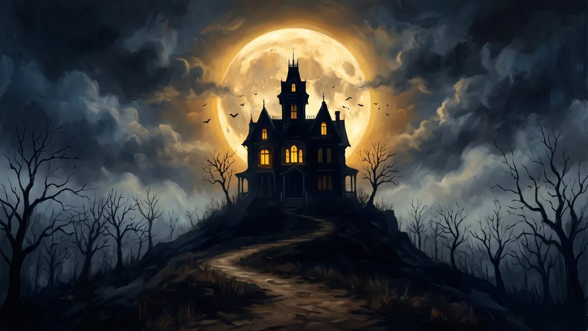 Gothic Haunted Manor Moon shown on your frame