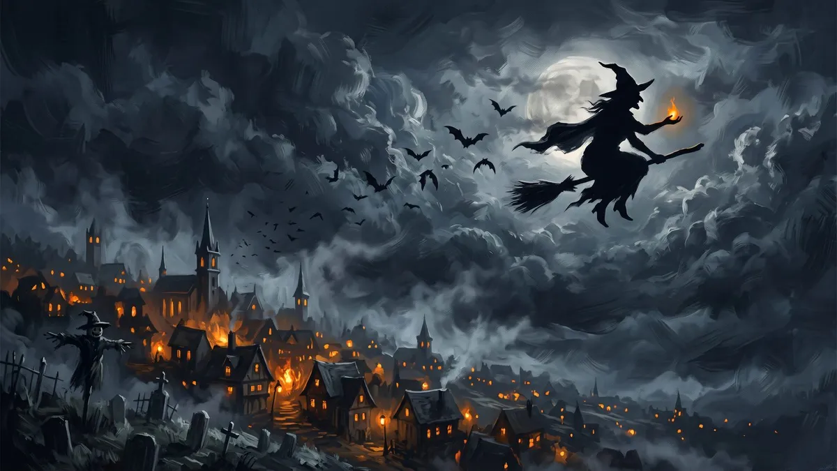 Flying Witch Haunted Village shown on your frame