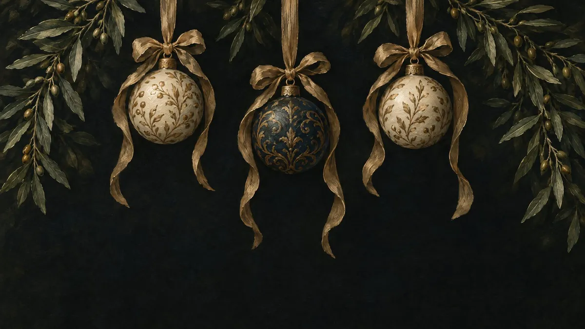 Gilded Baubles Olive Branches shown on your frame