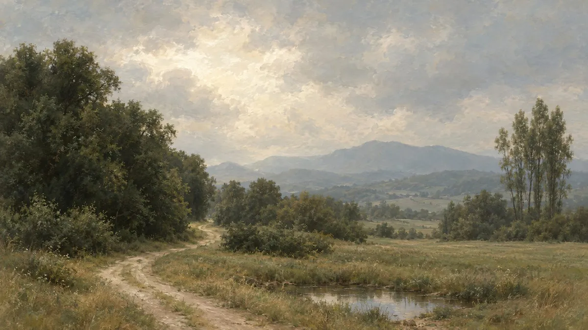 Moody Tonalist Country Landscape shown on your frame