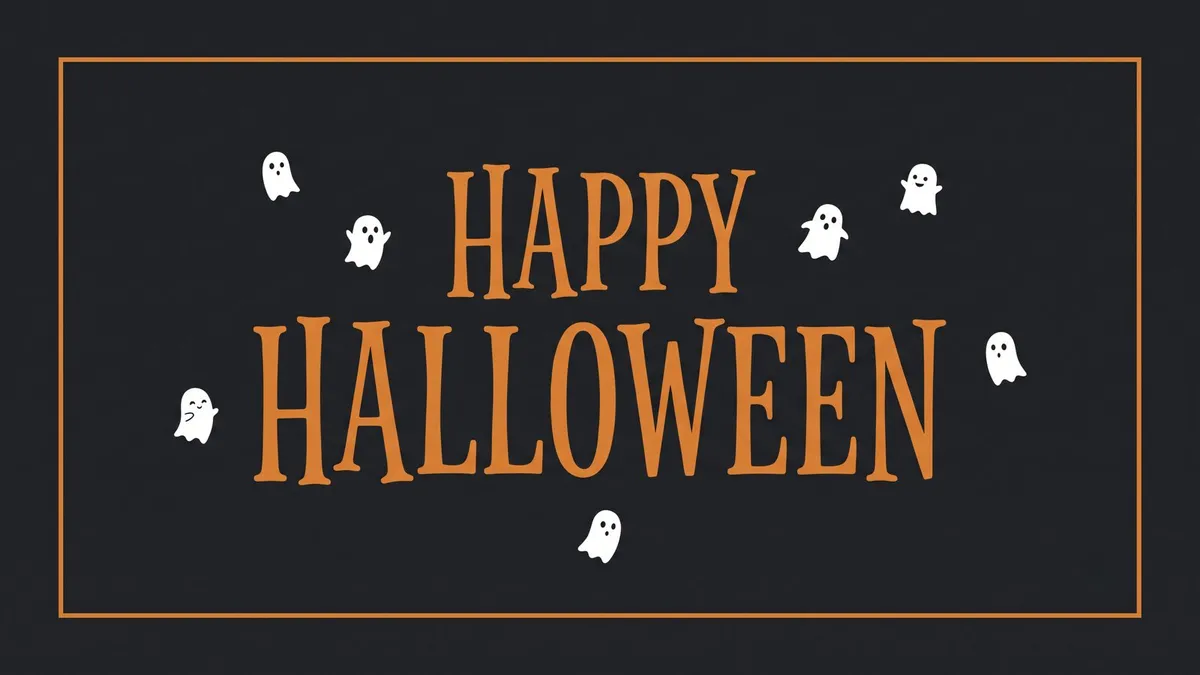 Happy Ghosts Typography Sign shown on your frame