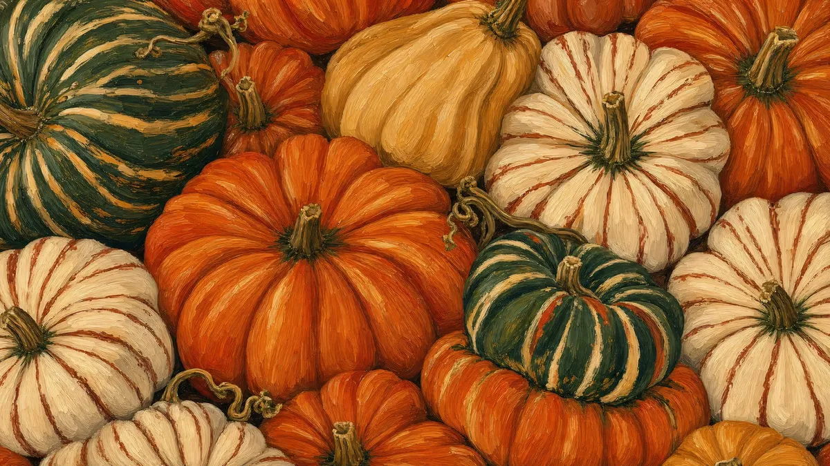 Painterly Heirloom Pumpkin Patch shown on your frame