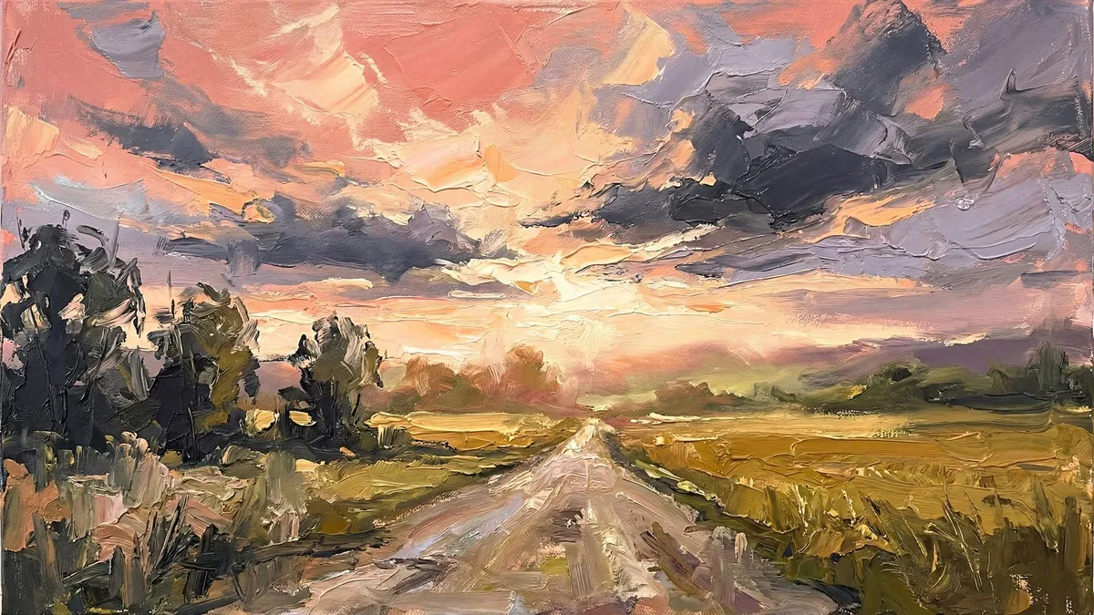 Rural Sunset Landscape shown on your frame