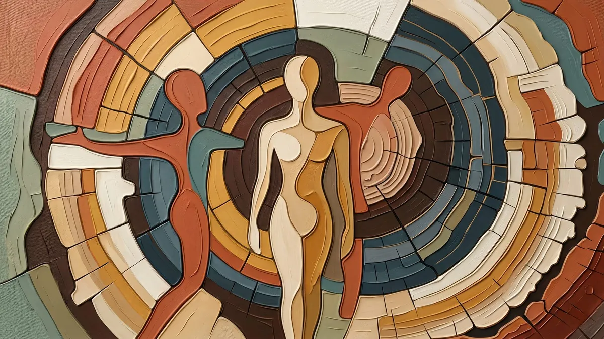Abstract Figures Textured Impasto Earthy shown on your frame
