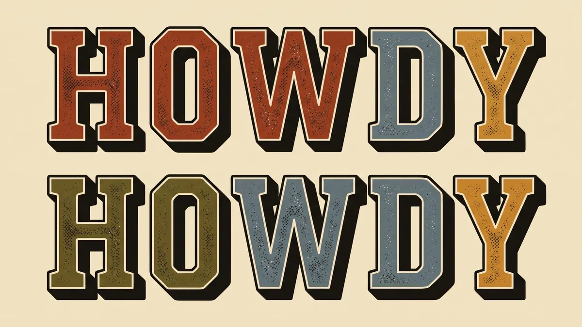 Vintage Howdy Typography shown on your frame