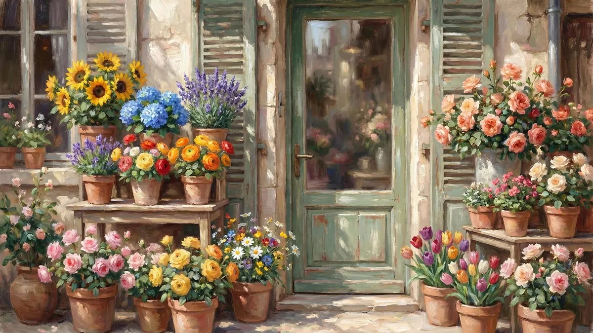 Spring Flower Shop shown on your frame