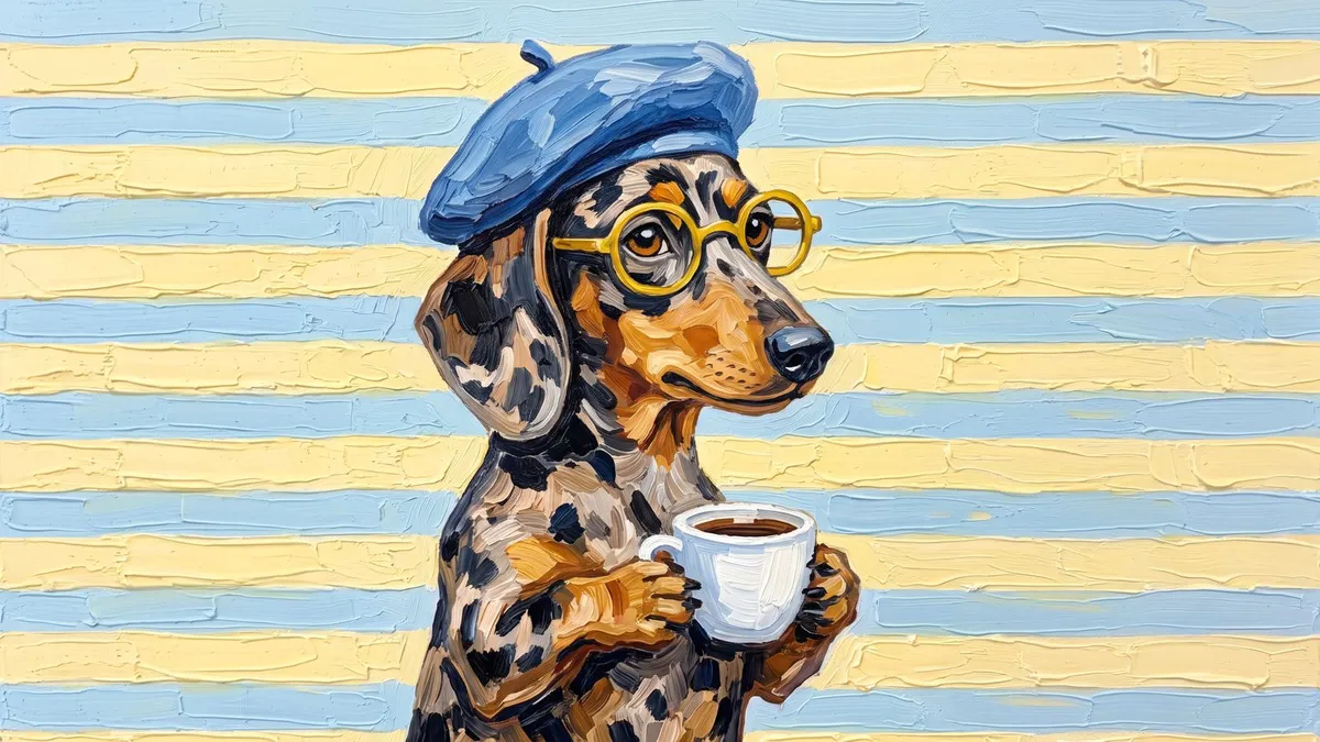 Dachshund in Beret shown on your frame