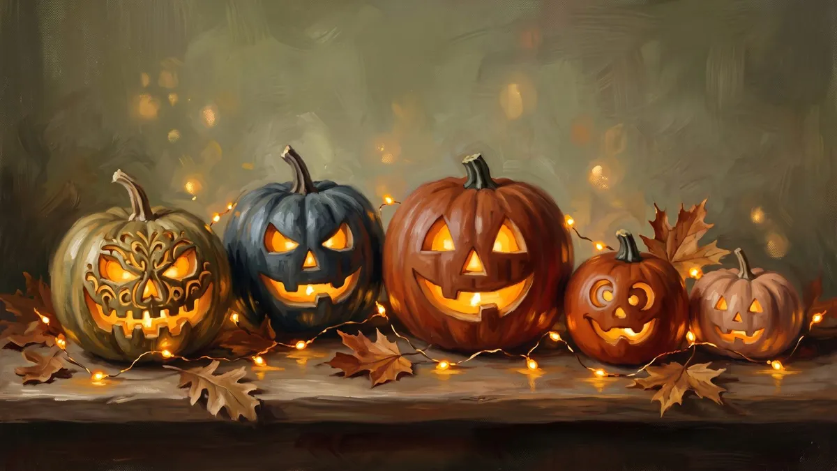 Glowing Jack O Lantern Pumpkins shown on your frame