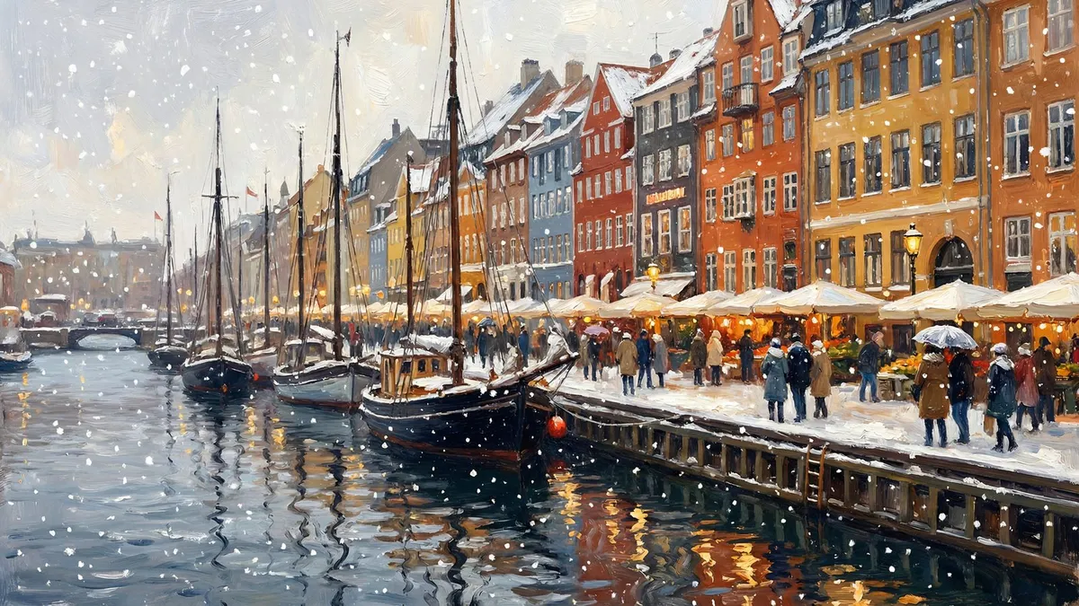 Nordic Snowy Harbor shown on your frame