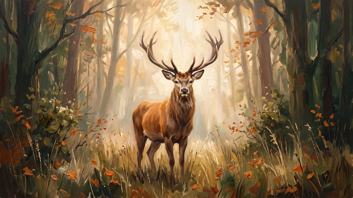 Majestic Autumn Stag shown on your frame