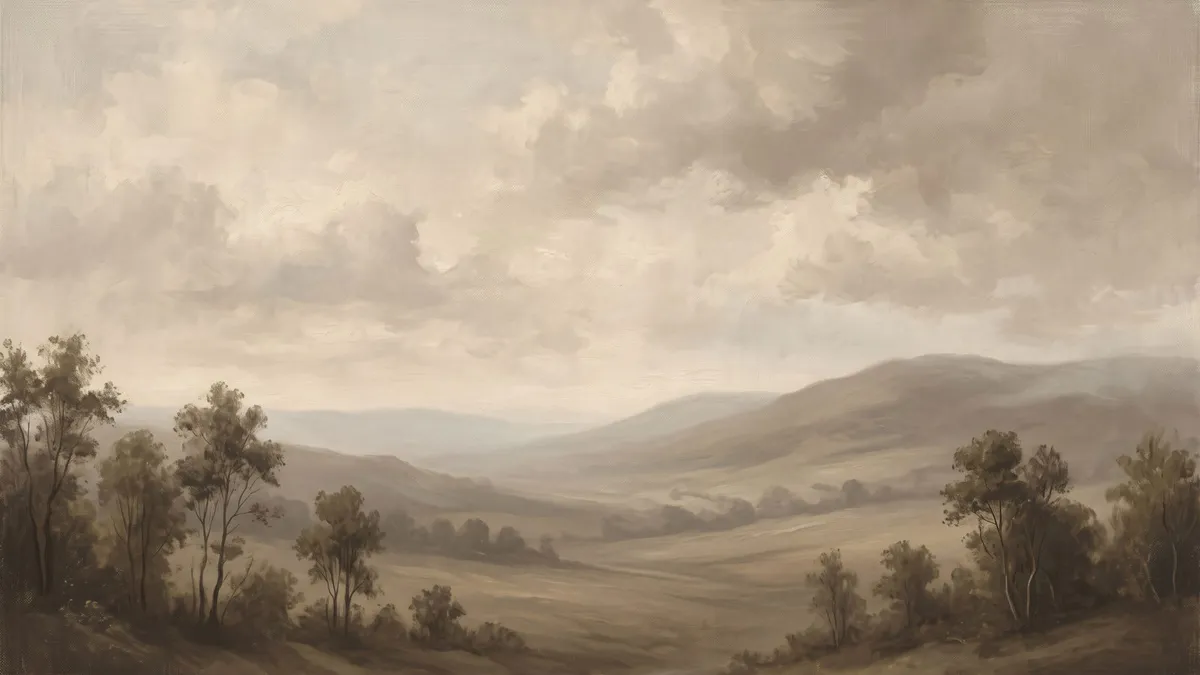 Muted Valley Landscape shown on your frame