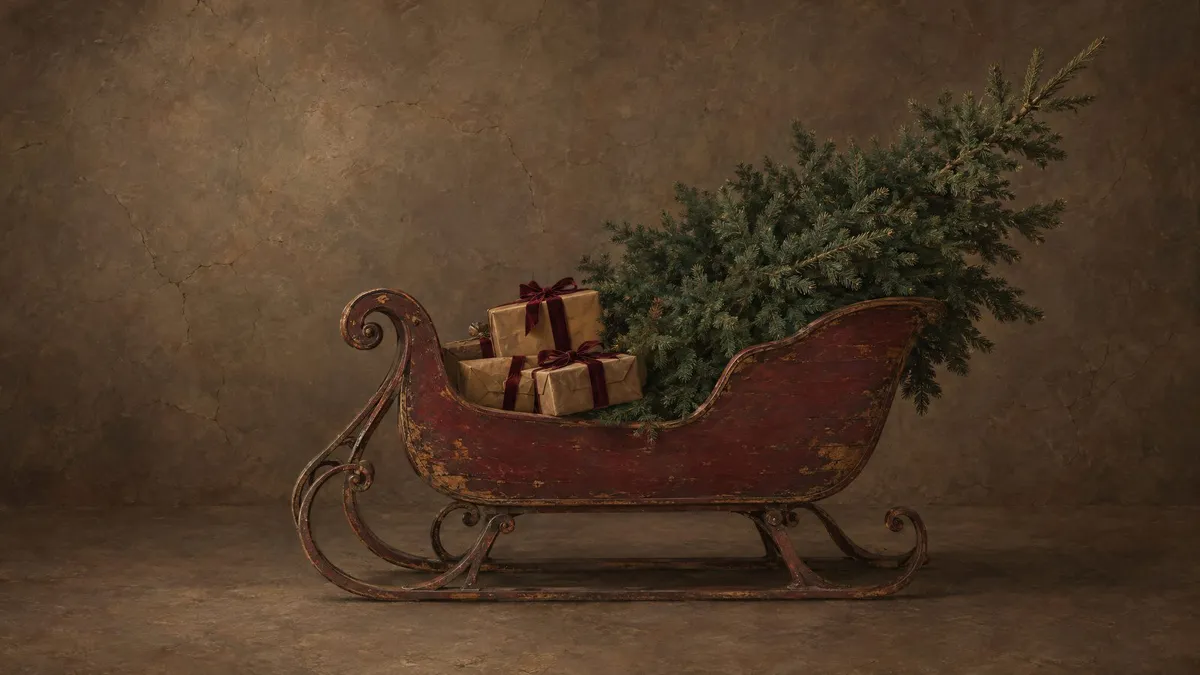 Vintage Red Christmas Sleigh shown on your frame