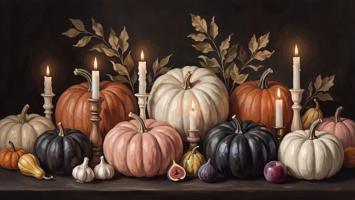 Victorian Candlelit Pumpkin Still Life shown on your frame