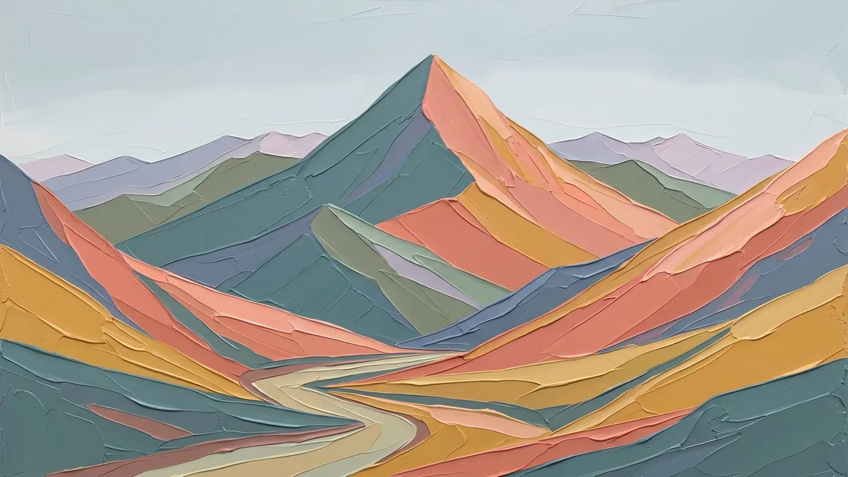 Abstract Mountain Textured Impasto Landscape shown on your frame