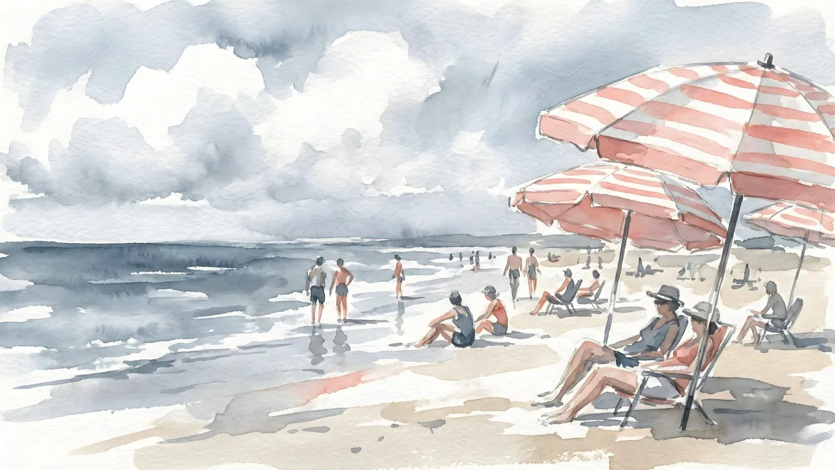Watercolor Beach Scene shown on your frame