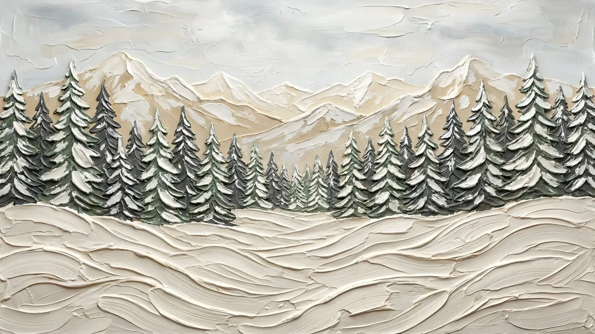Winter Neutral Mountain Forest Minimalist shown on your frame