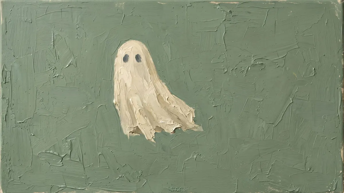 Whimsical Ghost Muted Green shown on your frame
