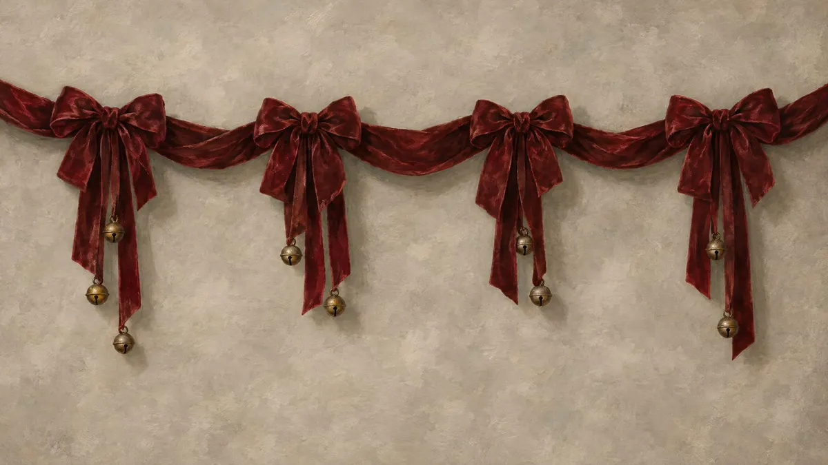 Red Velvet Bow Garland shown on your frame