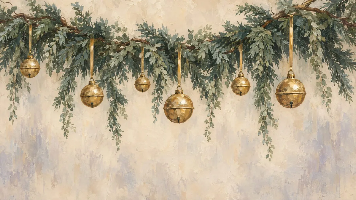 Gold Ornament Evergreen Garland shown on your frame