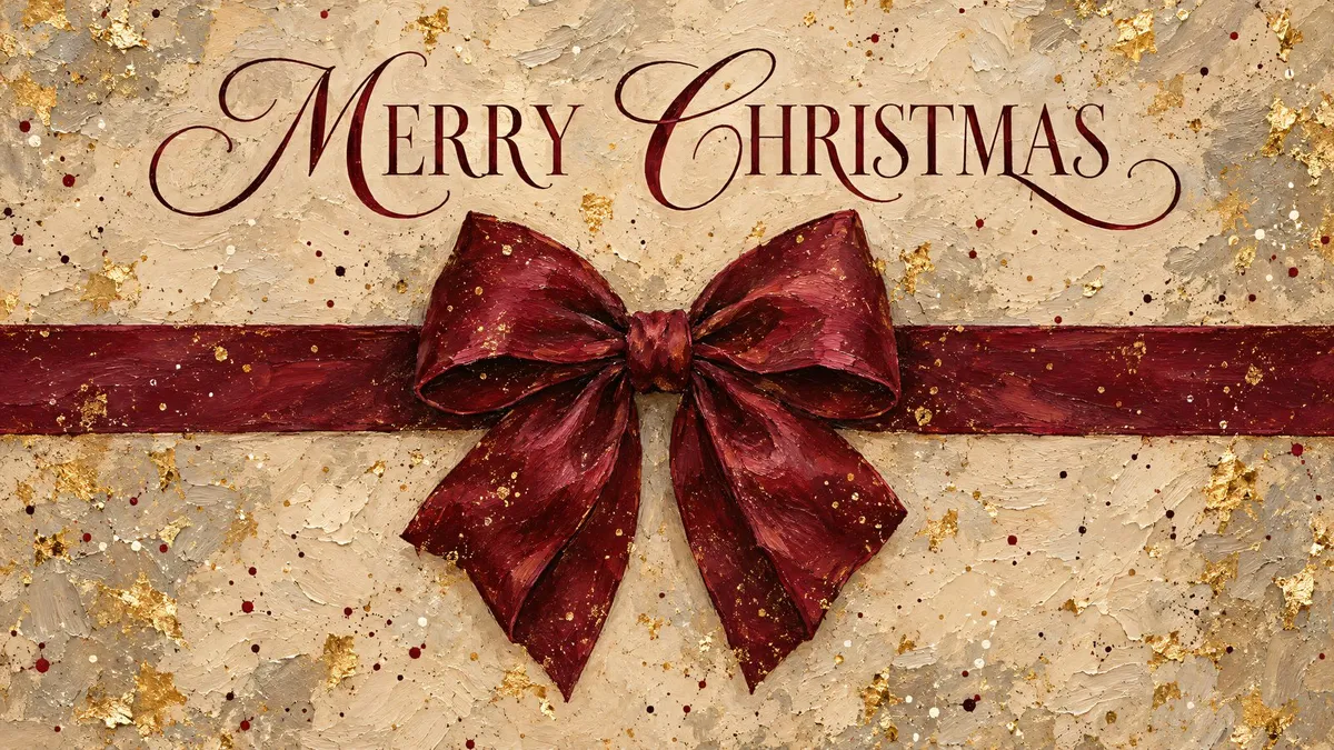 Burgundy Bow Merry Christmas shown on your frame