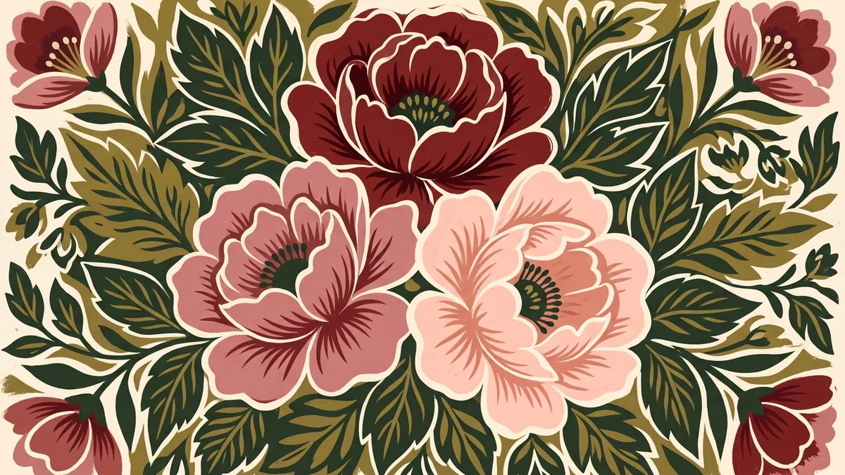 Folk Poppy Bouquet shown on your frame