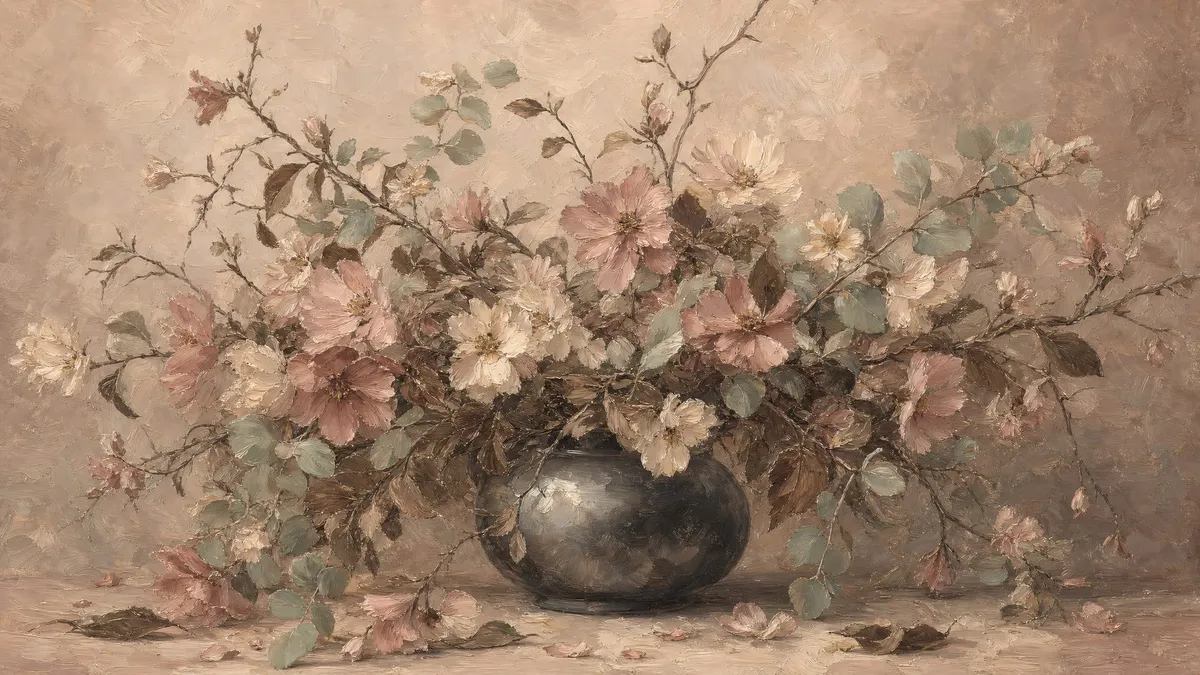 Dusty Rose Botanical Still Life shown on your frame