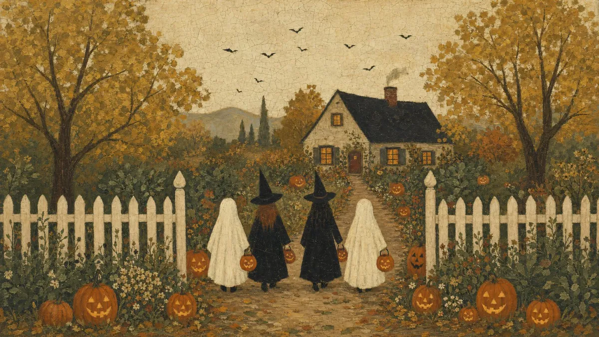 Halloween Cottage Garden Path shown on your frame