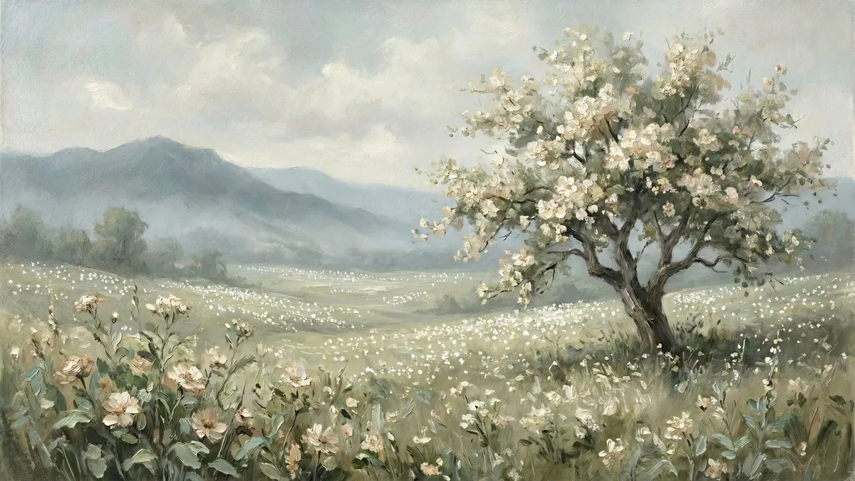 White Blossom Tree Spring shown on your frame