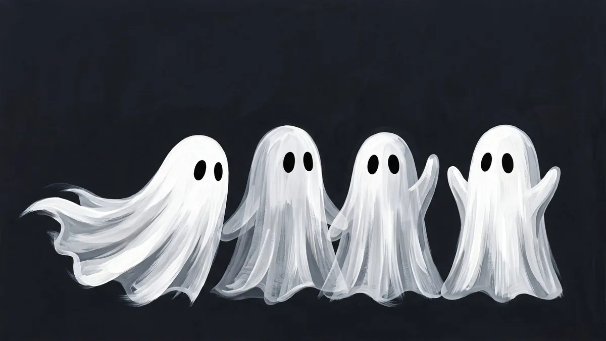 Minimalist Sheet Ghosts Spooky Black shown on your frame