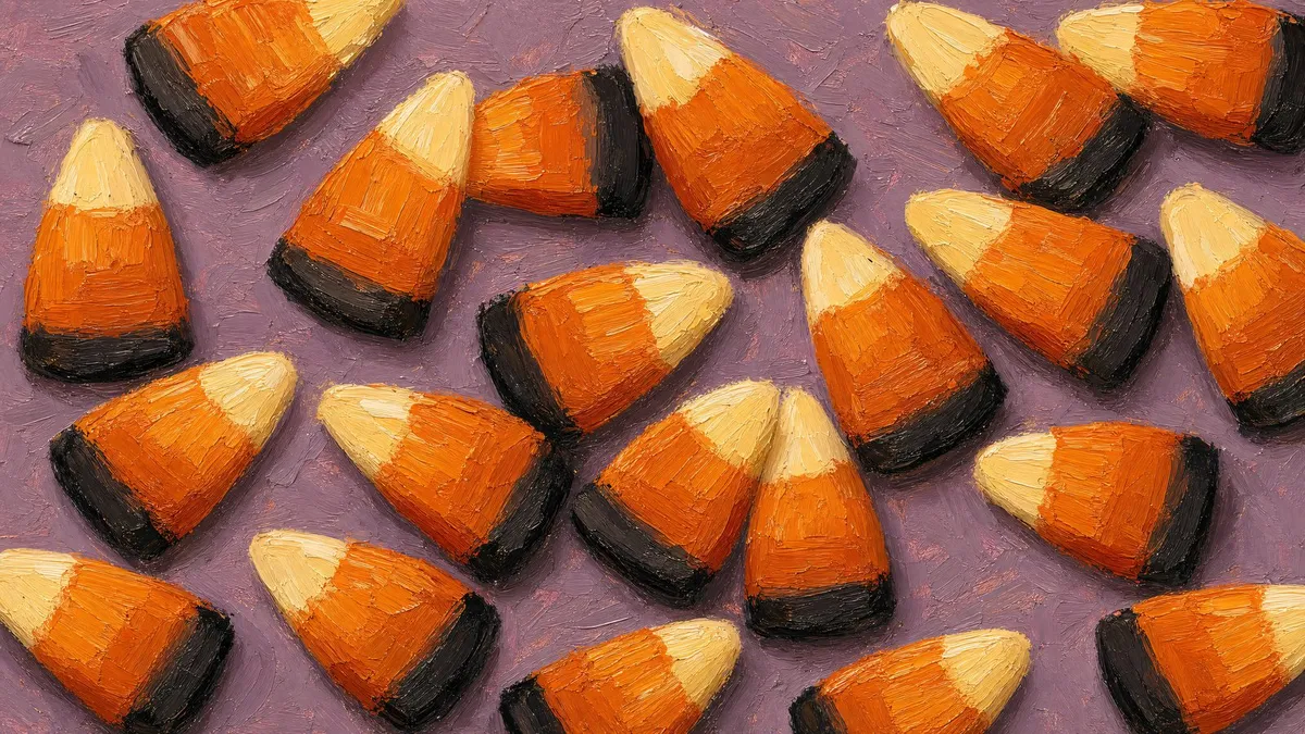 Candy Corn Oil Painting shown on your frame