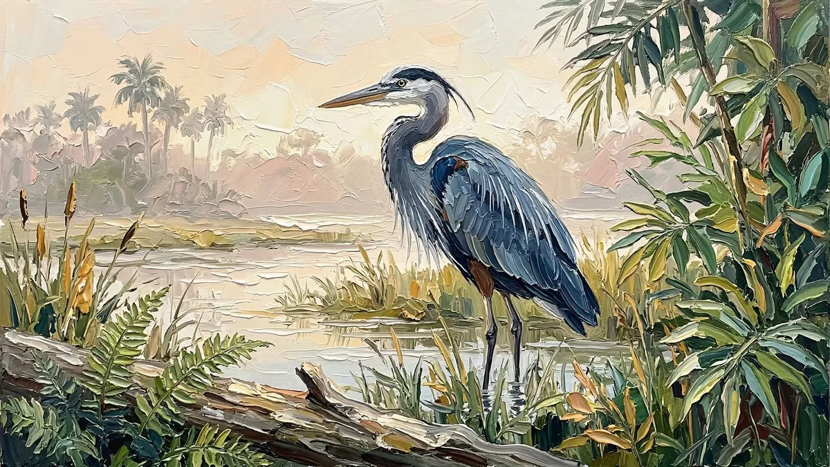 Blue Heron Wetland shown on your frame