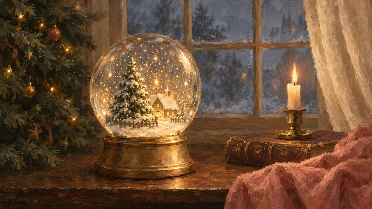 Snow Globe At Night shown on your frame