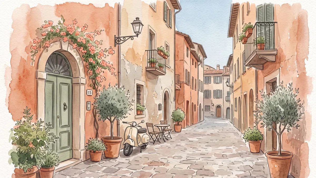 Italian Village Alleyway shown on your frame